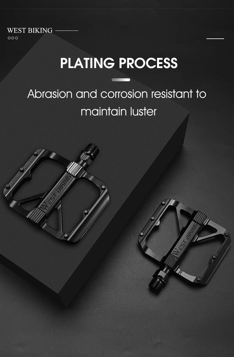 WEST BIKING Bicycle Pedals Sealed DU Bearing Nonslip Pedal Mountain Road Bike Cycling Alloy MTB Pedal Bicycle Accessories