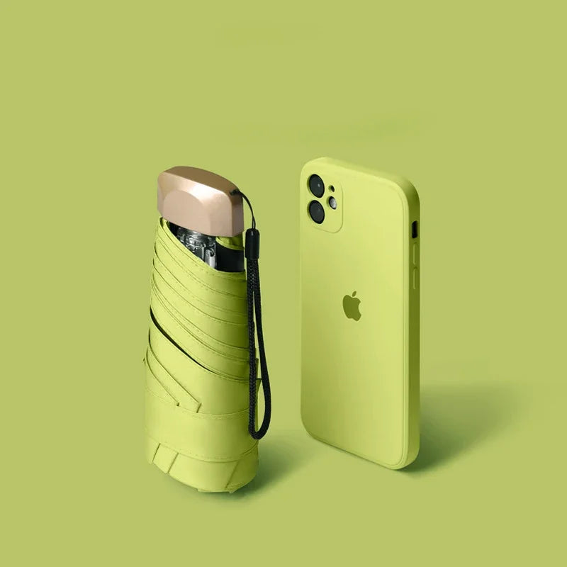 1Pc 55% Off Mini Sun Umbrella Pocket Rain Umbrella Vinyl Folding UV Ultraviolet Protection Sun Shade Pocket Parasol Capsule - MANDOTOS