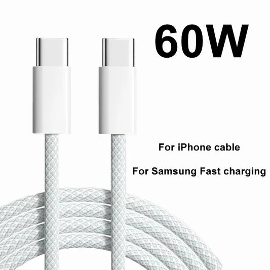 Usb C to Type C Fast Charging PD 60W Mobile Phone Date Cable For Iphone15 Android Samsung Huawei Type C Braided Charger Cable - MANDOTOS