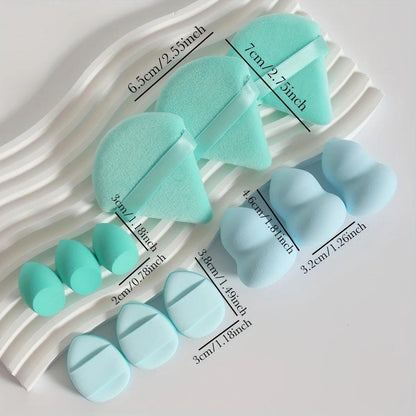 12 Piece All Purpose Makeup Sponge Set with Loose Powder Puffs Mini Air Cushion Puffs Beauty Eggs and Mini Beauty Sponges - MANDOTOS