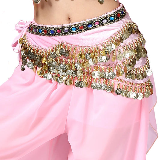 1PC New Style Belly Dance Belt Newest Multi-color Glass Silk Velvet Dancing Belt Scarf Crystal BellyDance Waist Chain Hip Scarf - MANDOTOS