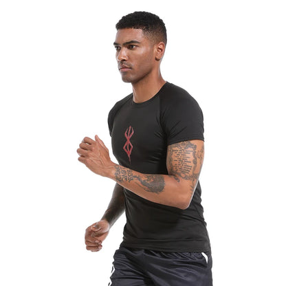 Men's Print Compression Shirts Summer Short Sleeve Rash Guard Gym Workout T-shirt Athletic Quick Dry Baselayer Undershirts Tops - MANDOTOS