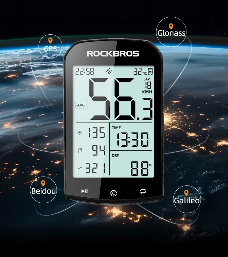 ROCKBROS Bicycle Computer GPS 5.0 ANT Bluetooth Waterproof Wireless Cyclocomputer Speedometer Bike Stopwatch Bike Accessories - MANDOTOS