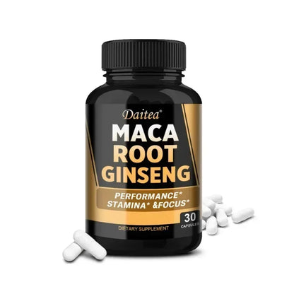 Maca Root with Ginseng 11,400mg - 120 Vegan Capsules for Men & Women - MANDOTOS