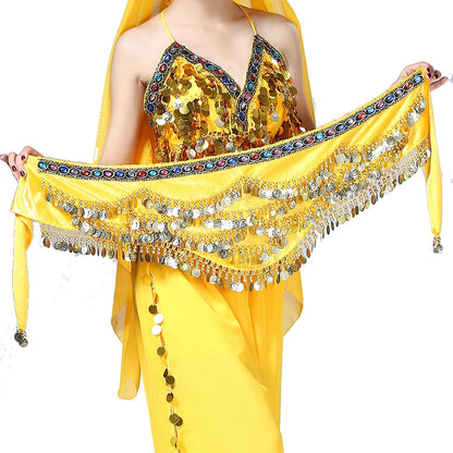 1PC New Style Belly Dance Belt Newest Multi-color Glass Silk Velvet Dancing Belt Scarf Crystal BellyDance Waist Chain Hip Scarf - MANDOTOS