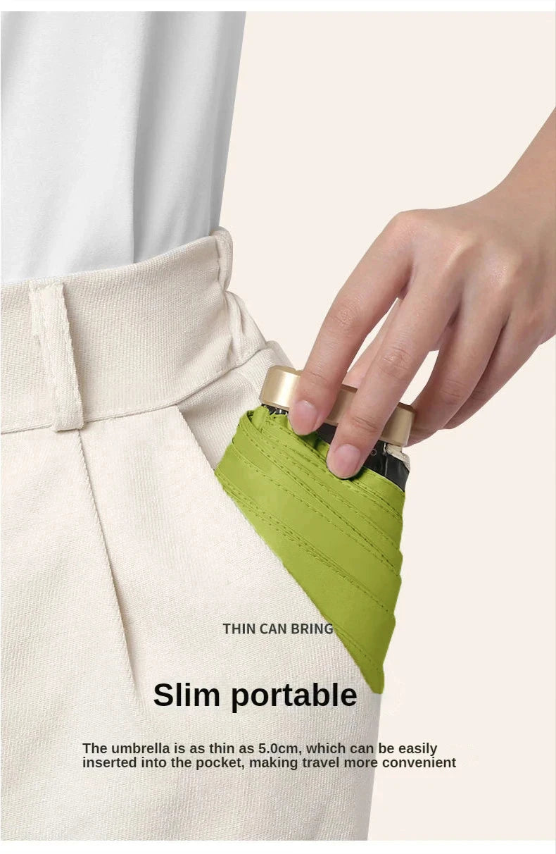 1Pc 55% Off Mini Sun Umbrella Pocket Rain Umbrella Vinyl Folding UV Ultraviolet Protection Sun Shade Pocket Parasol Capsule - MANDOTOS