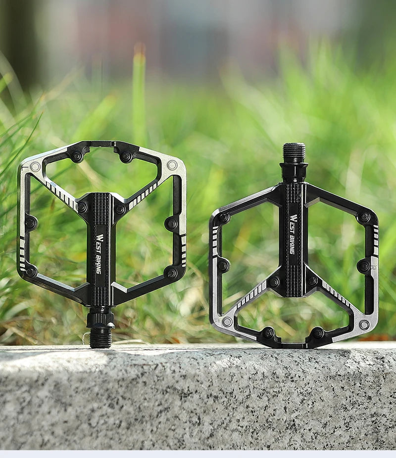 WEST BIKING Bicycle Pedals Sealed DU Bearing Nonslip Pedal Mountain Road Bike Cycling Alloy MTB Pedal Bicycle Accessories
