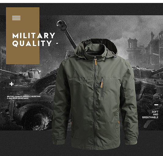 Windbreaker Men Tactical Jacket Waterproof Outdoor Hooded Coat Sports Military European Size S-5XL Field Climbing Thin Outwear - MANDOTOS