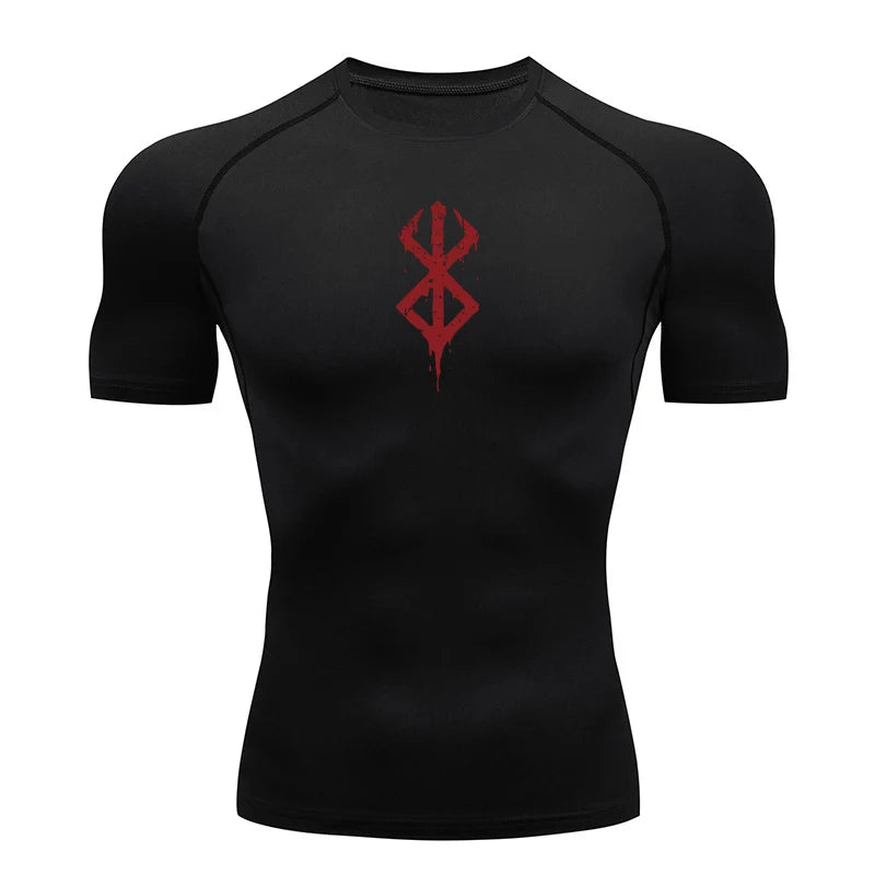 Men's Print Compression Shirts Summer Short Sleeve Rash Guard Gym Workout T-shirt Athletic Quick Dry Baselayer Undershirts Tops - MANDOTOS