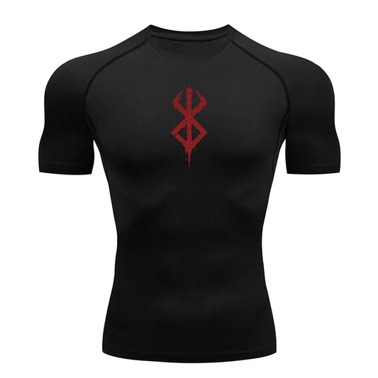 Men's Print Compression Shirts Summer Short Sleeve Rash Guard Gym Workout T-shirt Athletic Quick Dry Baselayer Undershirts Tops - MANDOTOS
