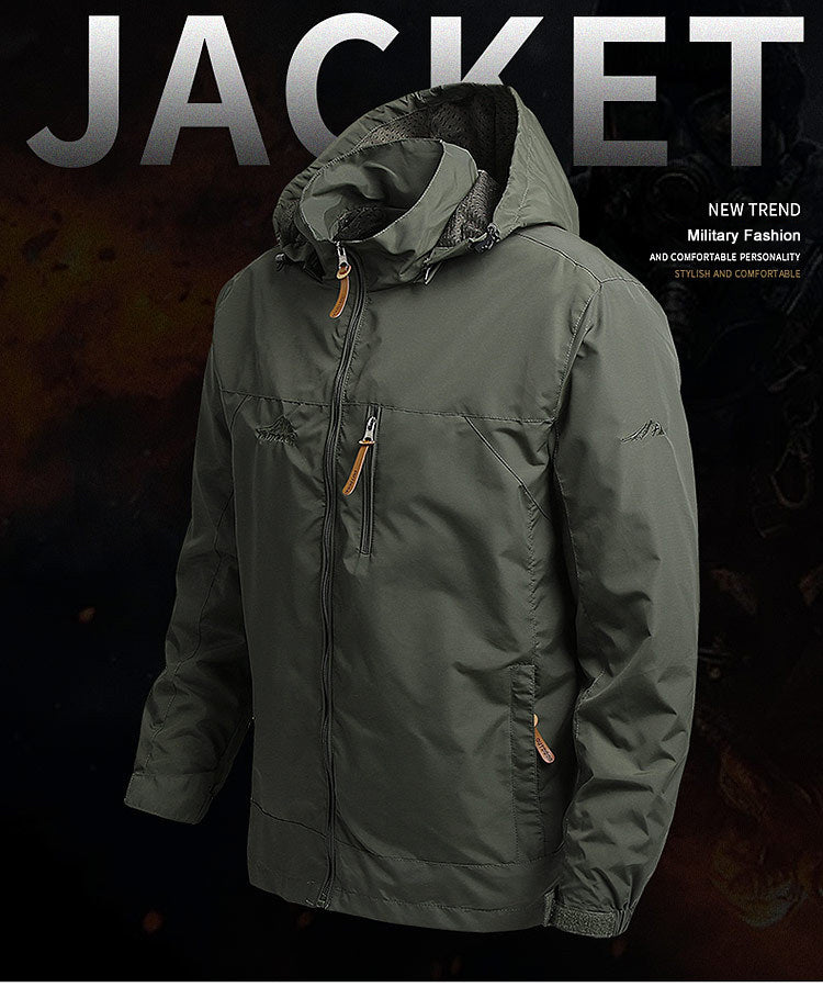 Windbreaker Men Tactical Jacket Waterproof Outdoor Hooded Coat Sports Military European Size S-5XL Field Climbing Thin Outwear - MANDOTOS