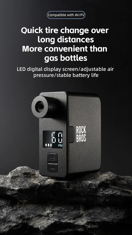 ROCKBROS Portable Mini Electric Bicycle Pump 120PSI Type-C Bike Tire Air Inflator Pump MTB Road AV FV Valve Cycling Pump - MANDOTOS