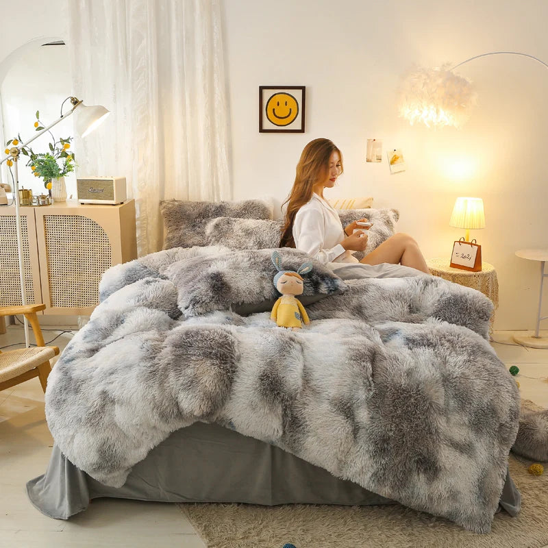 Luxurious Tie-Dyed Plush Flannel Bedding Set - MANDOTOS