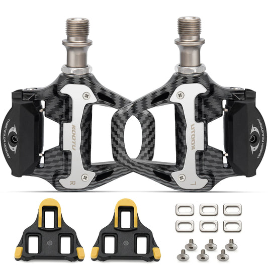 Road Bike Clipless Pedals Carbon Clip-On Pedals With Sealed Bearings Works With KEO And Shimano SPD System Locking Pedals