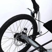 Lying on a tricycle, 3 shifting disc brakes, folding on a recumbent bike, casual commuting, riding a recumbent bicycle