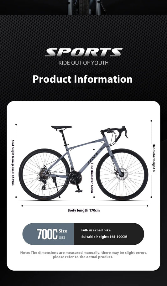 700CRoad Bike Bicycle Youth Lightweight Ultralight Adult Men's27Speed Racing Women's Bicycle