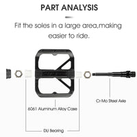 WEST BIKING Bicycle Pedals Sealed DU Bearing Nonslip Pedal Mountain Road Bike Cycling Alloy MTB Pedal Bicycle Accessories