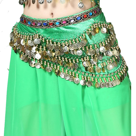 1PC New Style Belly Dance Belt Newest Multi-color Glass Silk Velvet Dancing Belt Scarf Crystal BellyDance Waist Chain Hip Scarf - MANDOTOS