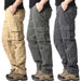 Large Pocket Loose Overalls Men's Outdoor Sports Jogging Tactical Pants Elastic Waist Pure Cotton Casual Work Pants - MANDOTOS