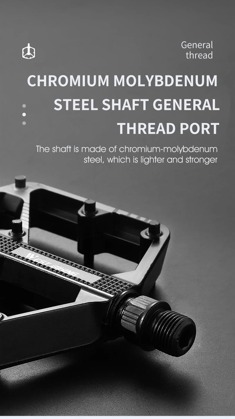 WEST BIKING Bicycle Pedals Sealed DU Bearing Nonslip Pedal Mountain Road Bike Cycling Alloy MTB Pedal Bicycle Accessories