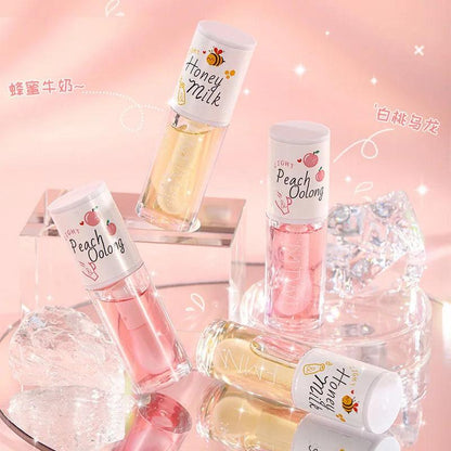 Peach Milk Honey Lip Oil Relieves Dry Moisturizing Lip Gloss Fades Lip Lines Water Light Lips Big Brush Head Cute - MANDOTOS