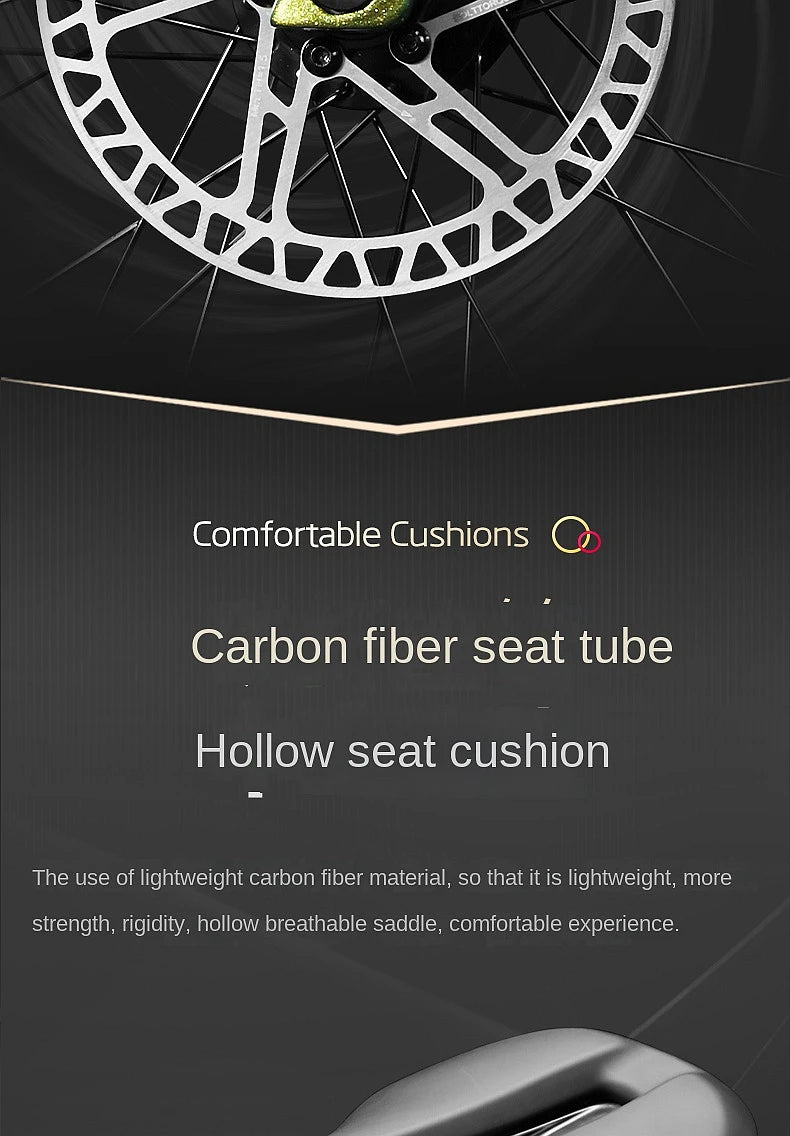 2025 New Ultra-Light Carbon Fiber Road Bike Fast Racing Bicycle with Hydraulic Disc Brakes 16/24-Speed Gear Shift Drop Handlebar