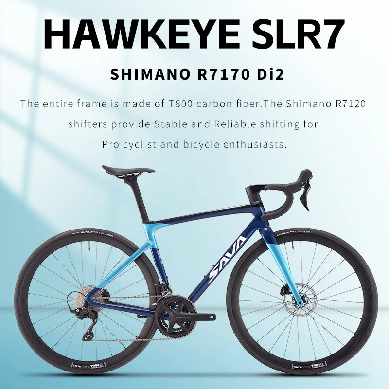 SAVA 2025NEW HAWKEYE SLR7 Carbon Fiber Road Bike with Shimano 105 DI2 R7170 Component Hydraulic Discs, Complete Adult Racing Set
