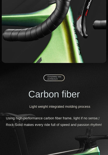 2025 New Ultra-Light Carbon Fiber Road Bike Fast Racing Bicycle with Hydraulic Disc Brakes 16/24-Speed Gear Shift Drop Handlebar