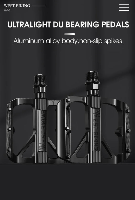 WEST BIKING Bicycle Pedals Sealed DU Bearing Nonslip Pedal Mountain Road Bike Cycling Alloy MTB Pedal Bicycle Accessories