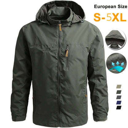 Windbreaker Men Tactical Jacket Waterproof Outdoor Hooded Coat Sports Military European Size S-5XL Field Climbing Thin Outwear - MANDOTOS