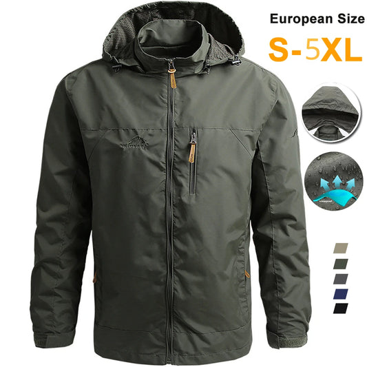 Windbreaker Men Tactical Jacket Waterproof Outdoor Hooded Coat Sports Military European Size S-5XL Field Climbing Thin Outwear - MANDOTOS