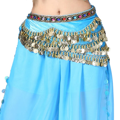1PC New Style Belly Dance Belt Newest Multi-color Glass Silk Velvet Dancing Belt Scarf Crystal BellyDance Waist Chain Hip Scarf - MANDOTOS