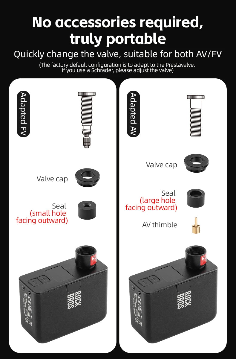 ROCKBROS Portable Mini Electric Bicycle Pump 120PSI Type-C Bike Tire Air Inflator Pump MTB Road AV FV Valve Cycling Pump - MANDOTOS