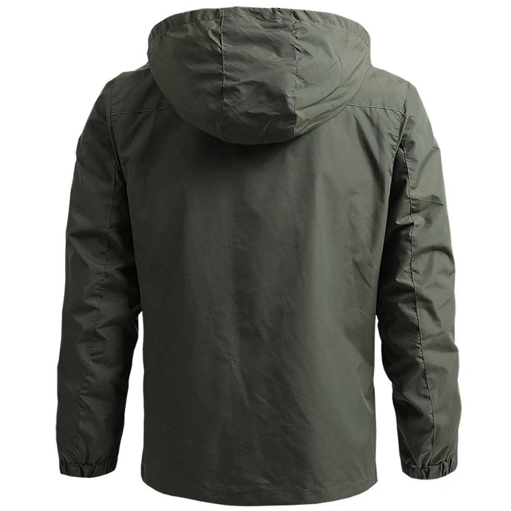 Windbreaker Men Tactical Jacket Waterproof Outdoor Hooded Coat Sports Military European Size S-5XL Field Climbing Thin Outwear - MANDOTOS