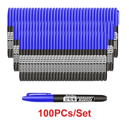 6PCs/Set Permanent Marker Pen Fine Point Waterproof Markers Thin Nib Crude Nib Black Blue Red Ink 1.5mm Fine Color Marker Pens