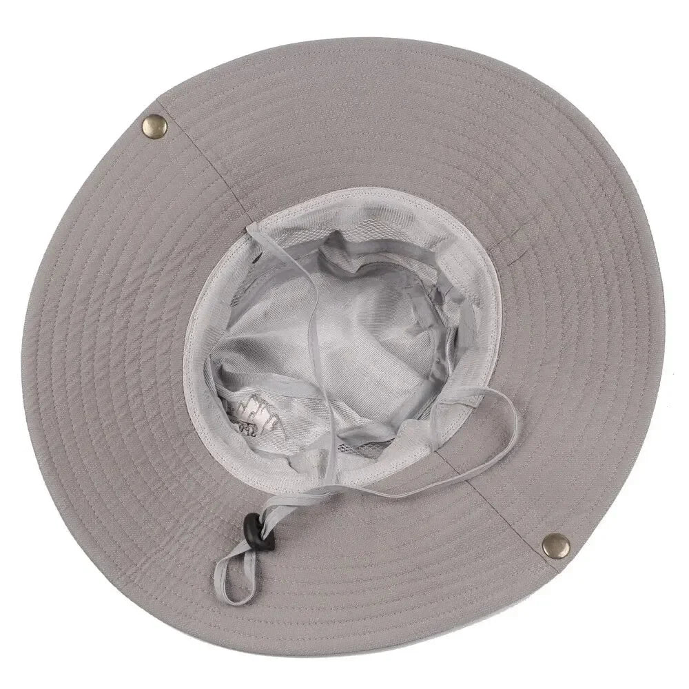 Summer Men Bucket Hat Outdoor UV Protection Wide Brim Panama Safari Hunting Hiking Hat Mesh Fisherman Hat Beach Sunscreen Cap - MANDOTOS