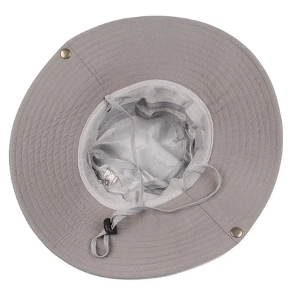 Summer Men Bucket Hat Outdoor UV Protection Wide Brim Panama Safari Hunting Hiking Hat Mesh Fisherman Hat Beach Sunscreen Cap - MANDOTOS