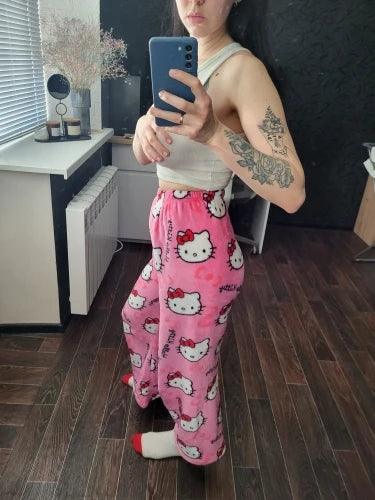 Y2K Hello Kitty Pajamas Pants Sanrio Anime Women's Pajama Pants Cartoon Couple Home Sleepwear Trousers Leisure Home Clothing - MANDOTOS