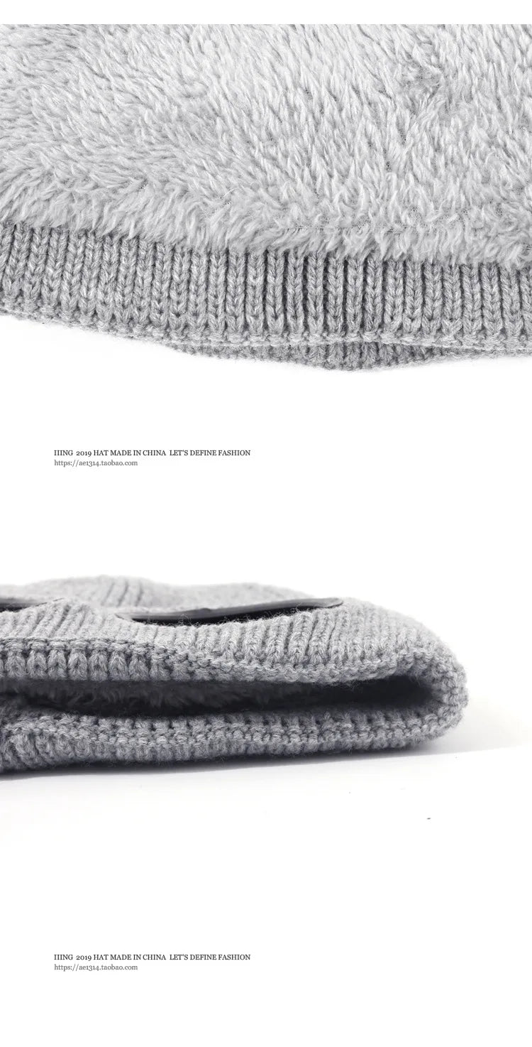 Brimless Hat With Goggles For Men And Women In Winter Hat Neutral Solid Color Skull Knitted Hat In Winter - MANDOTOS