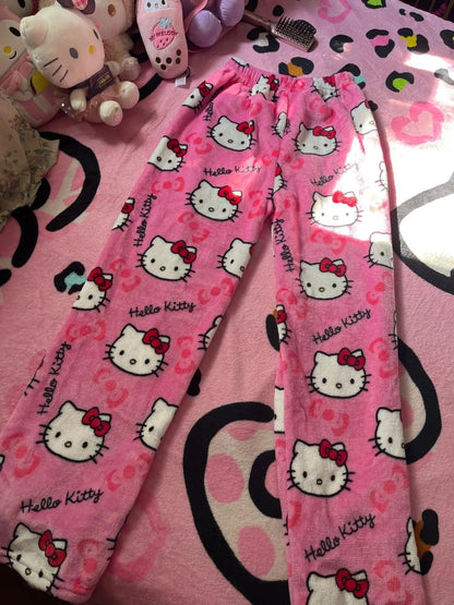 Y2K Hello Kitty Pajamas Pants Sanrio Anime Women's Pajama Pants Cartoon Couple Home Sleepwear Trousers Leisure Home Clothing - MANDOTOS