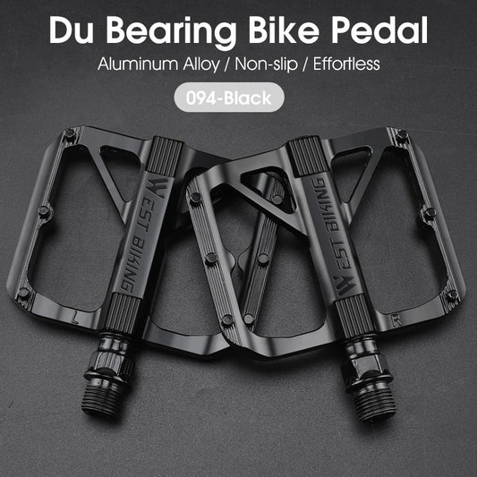 WEST BIKING Bicycle Pedals Sealed DU Bearing Nonslip Pedal Mountain Road Bike Cycling Alloy MTB Pedal Bicycle Accessories