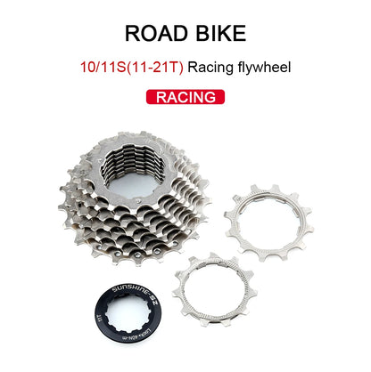 Sunshine Racing Bike Freewheel 10 11 Speed Velocidade 11-21T Bicycle Cassette Sprocket Road Bikes Ratchet
