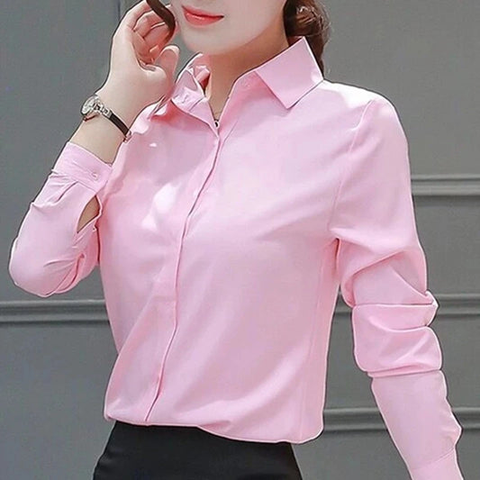 Women Shirts Blouses Women White Shirt Long Sleeve Blouse Female Tops OL Basic Shirt Blouses 2023 Fashion Elegant Woman Clothing - MANDOTOS