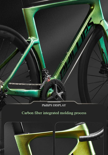 2025 New Ultra-Light Carbon Fiber Road Bike Fast Racing Bicycle with Hydraulic Disc Brakes 16/24-Speed Gear Shift Drop Handlebar