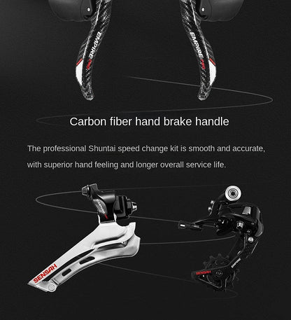 2025 New Ultra-Light Carbon Fiber Road Bike Fast Racing Bicycle with Hydraulic Disc Brakes 16/24-Speed Gear Shift Drop Handlebar