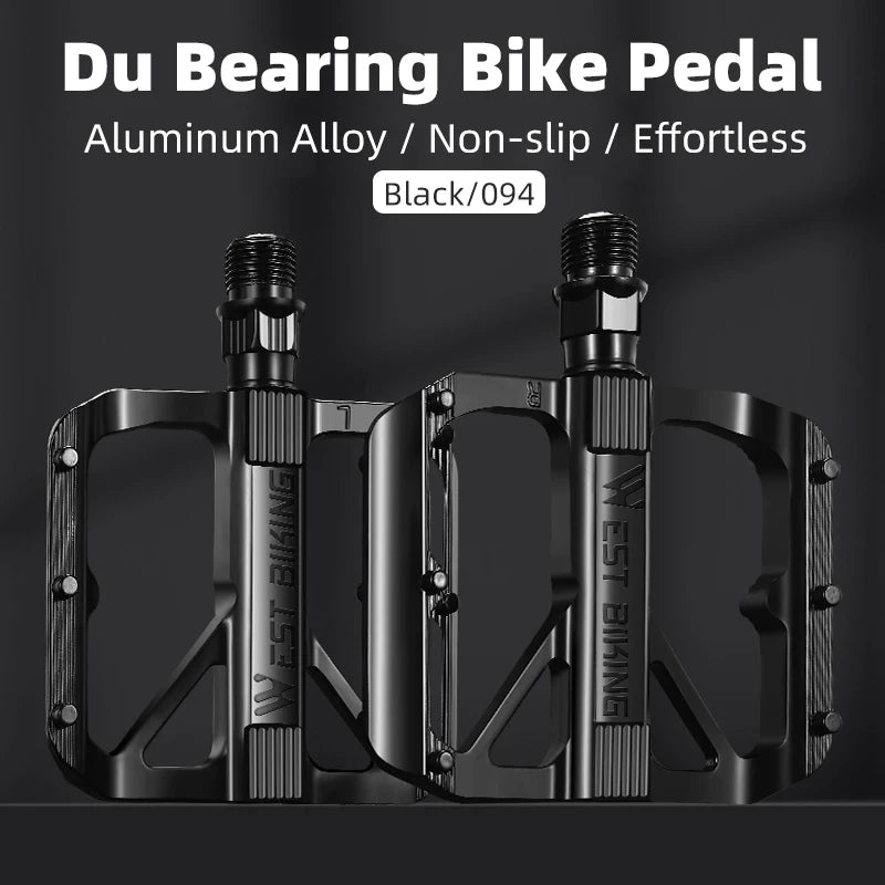 WEST BIKING Bicycle Pedals Sealed DU Bearing Nonslip Pedal Mountain Road Bike Cycling Alloy MTB Pedal Bicycle Accessories