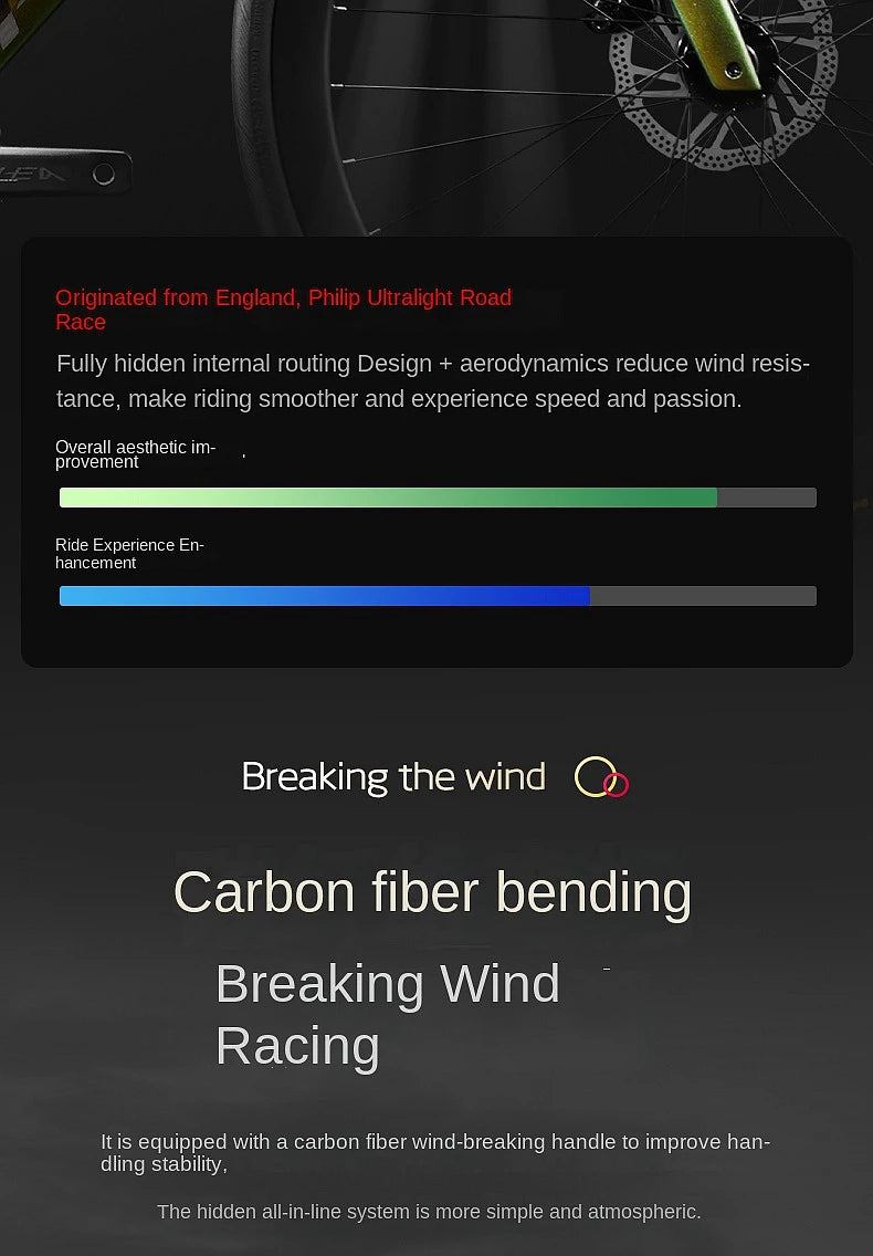 2025 New Ultra-Light Carbon Fiber Road Bike Fast Racing Bicycle with Hydraulic Disc Brakes 16/24-Speed Gear Shift Drop Handlebar