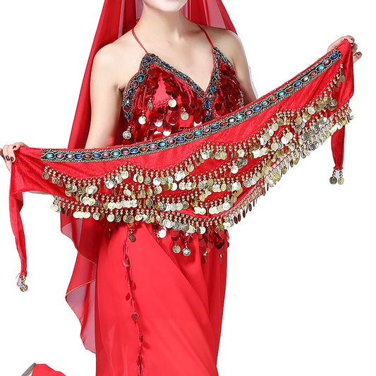 1PC New Style Belly Dance Belt Newest Multi-color Glass Silk Velvet Dancing Belt Scarf Crystal BellyDance Waist Chain Hip Scarf - MANDOTOS