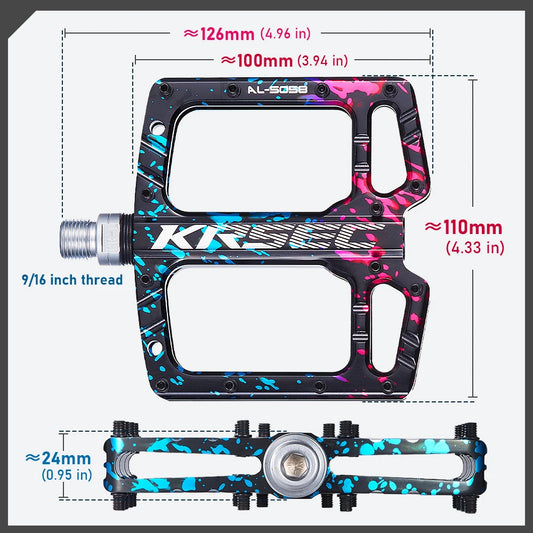 Bike Pedals 9/16 Inch Mountain Bike Pedal Premium Road Bike Pedals Wide Paltform and Lightweight Aluminum Bicycle Pedals