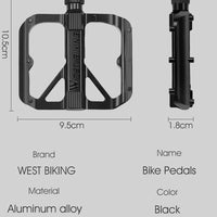 WEST BIKING Bicycle Pedals Sealed DU Bearing Nonslip Pedal Mountain Road Bike Cycling Alloy MTB Pedal Bicycle Accessories